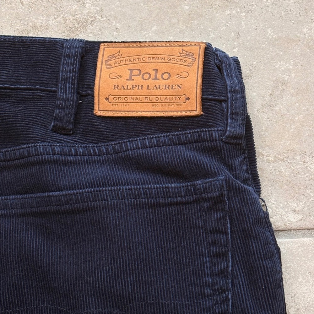 Polo Ralph Lauren Varick Slim Straight Corduroy Pants Navy Blue Mens 36x34 - Picture 7 of 8
